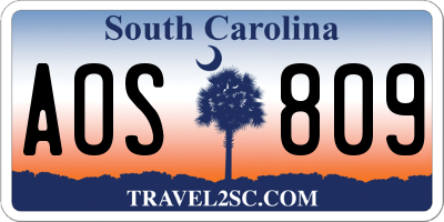 SC license plate AOS809