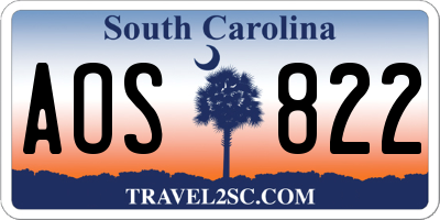 SC license plate AOS822