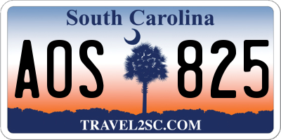 SC license plate AOS825