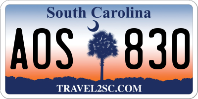 SC license plate AOS830