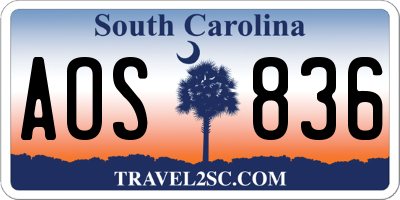SC license plate AOS836