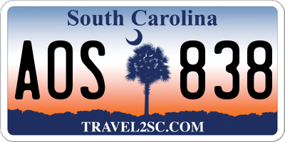 SC license plate AOS838