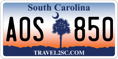 SC license plate AOS850