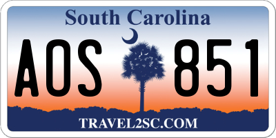 SC license plate AOS851