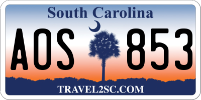 SC license plate AOS853
