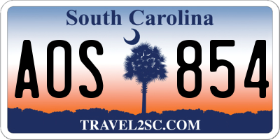 SC license plate AOS854