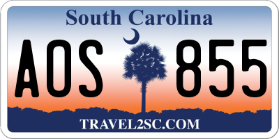SC license plate AOS855