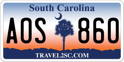 SC license plate AOS860