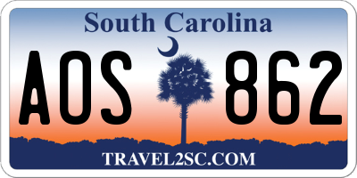 SC license plate AOS862