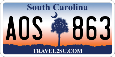 SC license plate AOS863