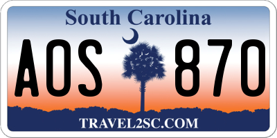 SC license plate AOS870