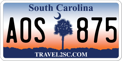SC license plate AOS875
