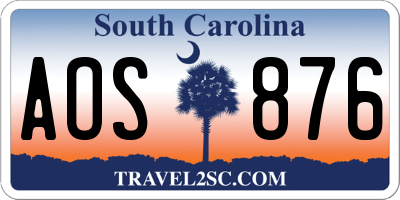 SC license plate AOS876