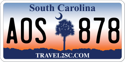 SC license plate AOS878
