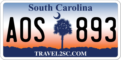 SC license plate AOS893