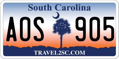 SC license plate AOS905