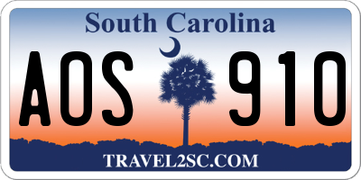 SC license plate AOS910