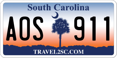 SC license plate AOS911