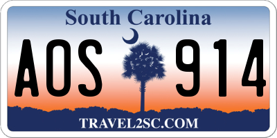 SC license plate AOS914