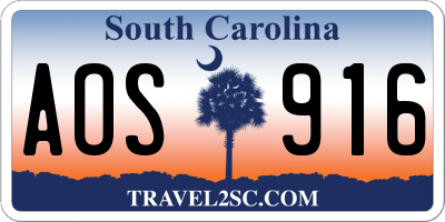 SC license plate AOS916