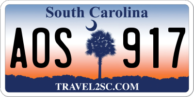 SC license plate AOS917
