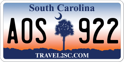 SC license plate AOS922