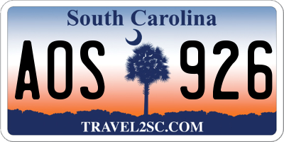 SC license plate AOS926
