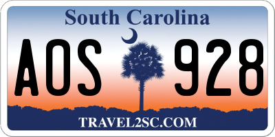 SC license plate AOS928