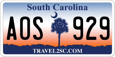 SC license plate AOS929
