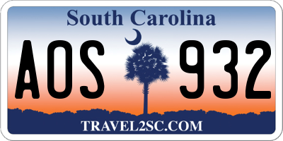 SC license plate AOS932