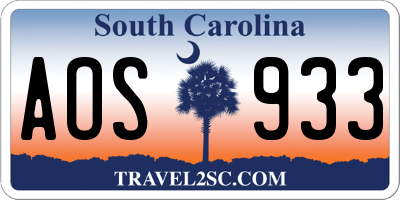 SC license plate AOS933