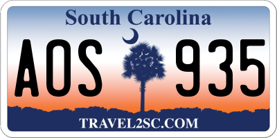 SC license plate AOS935