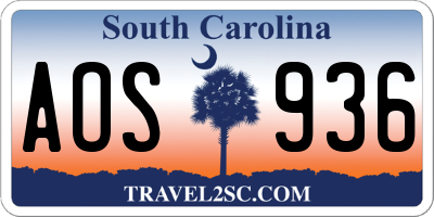 SC license plate AOS936