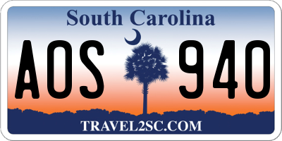 SC license plate AOS940