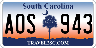 SC license plate AOS943