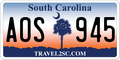 SC license plate AOS945