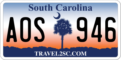 SC license plate AOS946