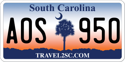 SC license plate AOS950