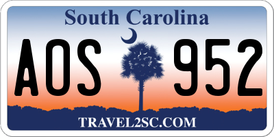 SC license plate AOS952