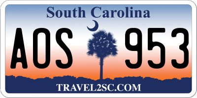 SC license plate AOS953