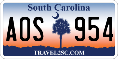 SC license plate AOS954