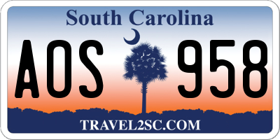 SC license plate AOS958