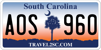SC license plate AOS960