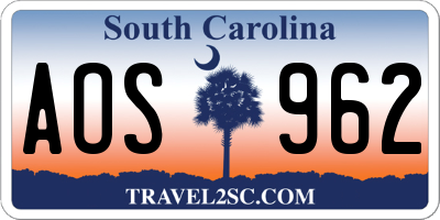 SC license plate AOS962