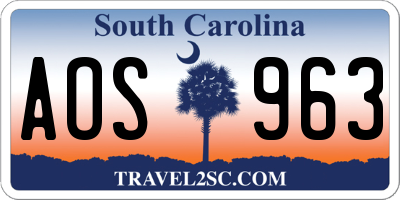 SC license plate AOS963