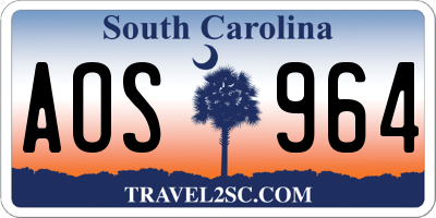 SC license plate AOS964