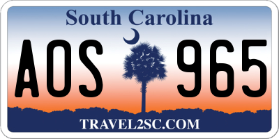 SC license plate AOS965