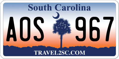 SC license plate AOS967