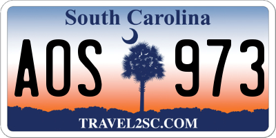 SC license plate AOS973