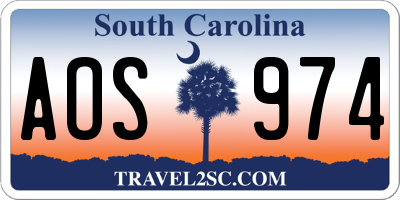 SC license plate AOS974